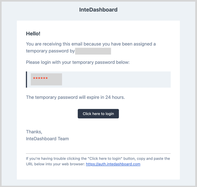 Reset Password - Temporary