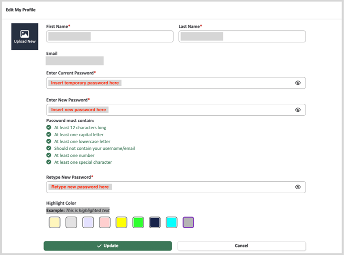 Reset Password-Edit profile