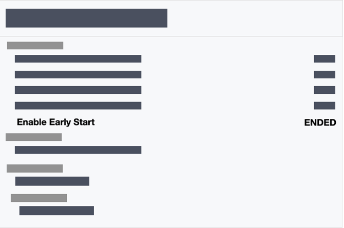 Early start-activity settings-ended