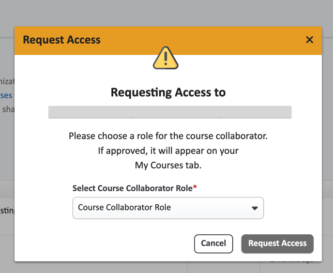 Image showing the pop-up modal to select your Course Collaborator role